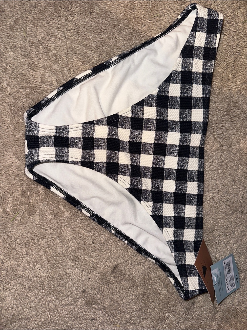 Shade & Shore Black and White Gingham Bikini Bottom